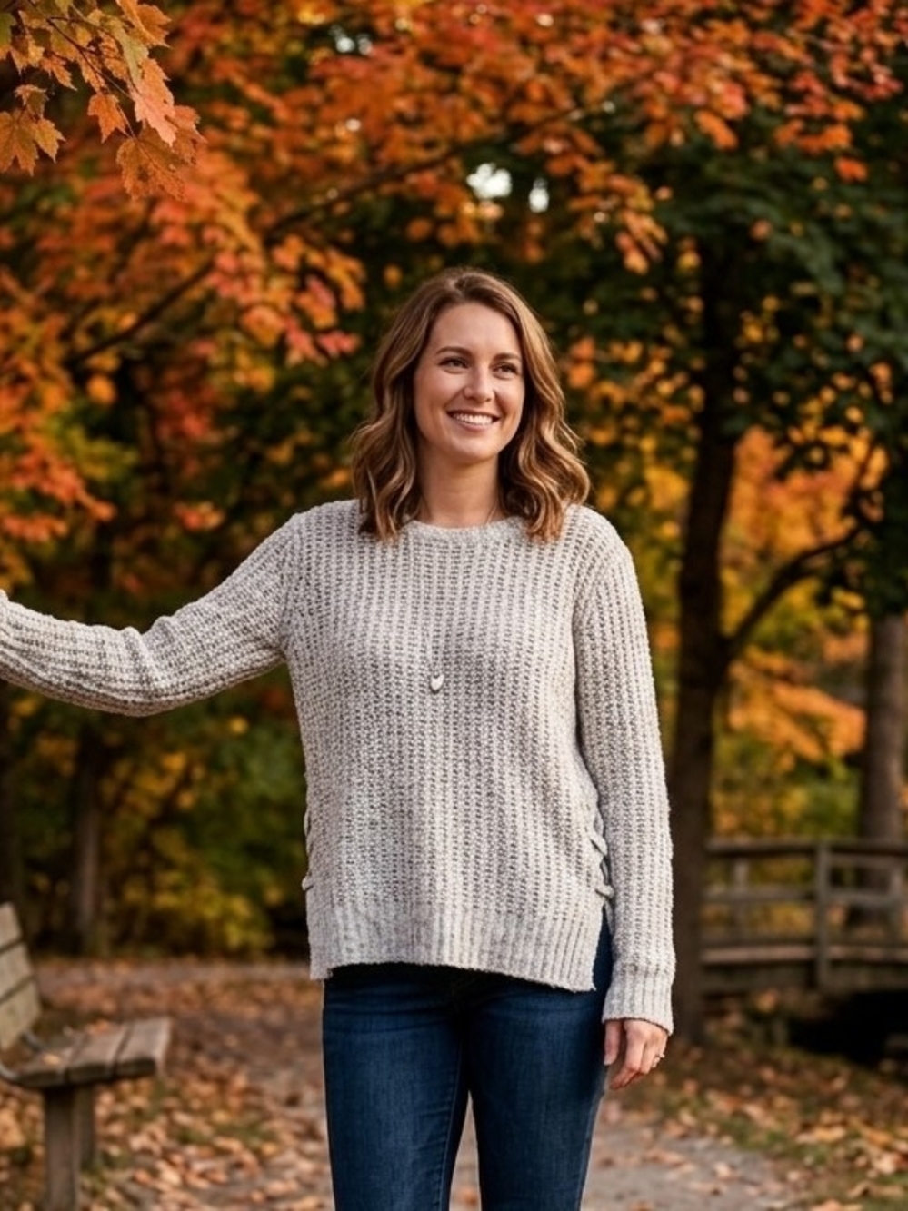 Lucky Brand Women's Crewneck Sweater in Light Gray